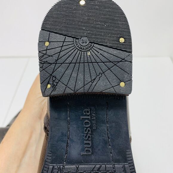 BUSSOLA Brown Leather Booties Sz 38 Boots Buckle Heel Slouch Cowboy Moto Nice! - Picture 8 of 8